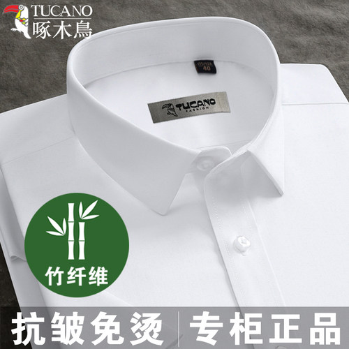 啄木鸟竹纤维免烫弹力男士衬衫