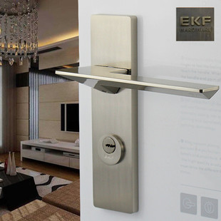 德国EKF室内门锁现代风格 锁 通用型单舌连体面板锁不锈钢拉丝日式