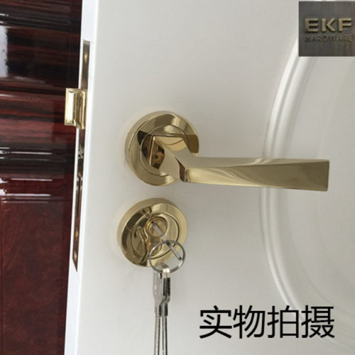 ekf德国现代风格亮金色分体门锁