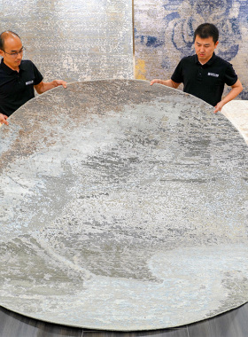 天匠243x243cm手工圆形羊毛地毯卧室床边毯飘窗床前地毯客厅阳台