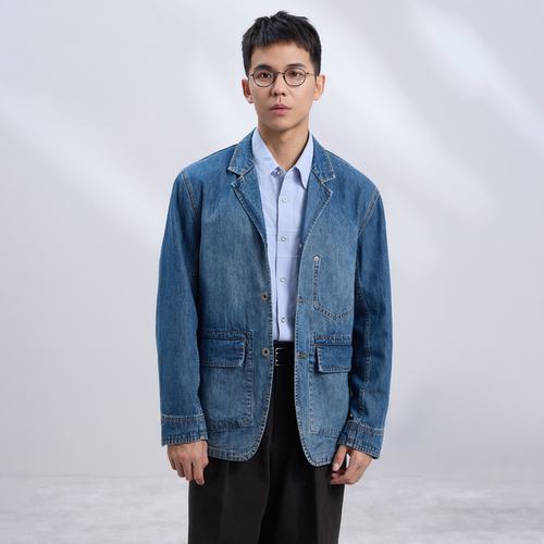 水洗牛仔西服11oz日本产窄幅面料