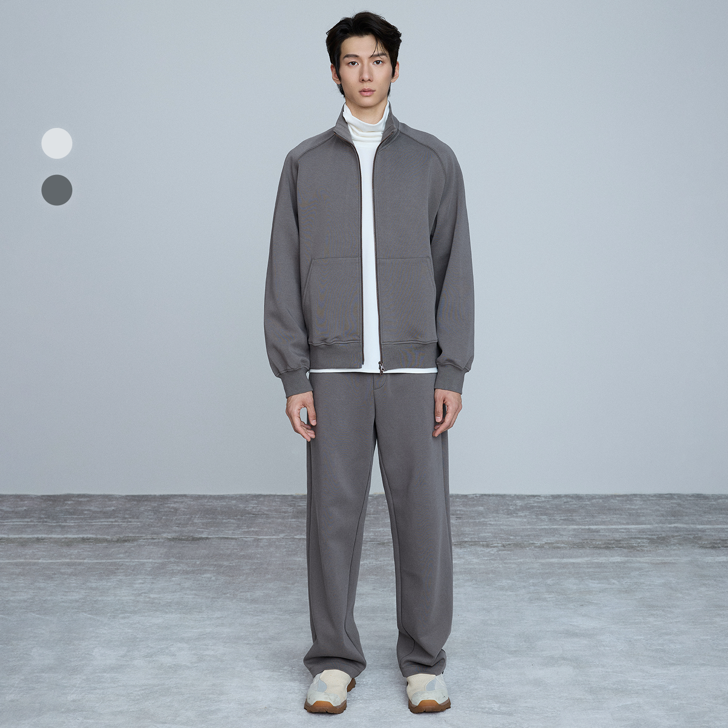 2色立领卫衣套装|黄油感空气棉运动休闲卫裤男总插肩情侣上衣新