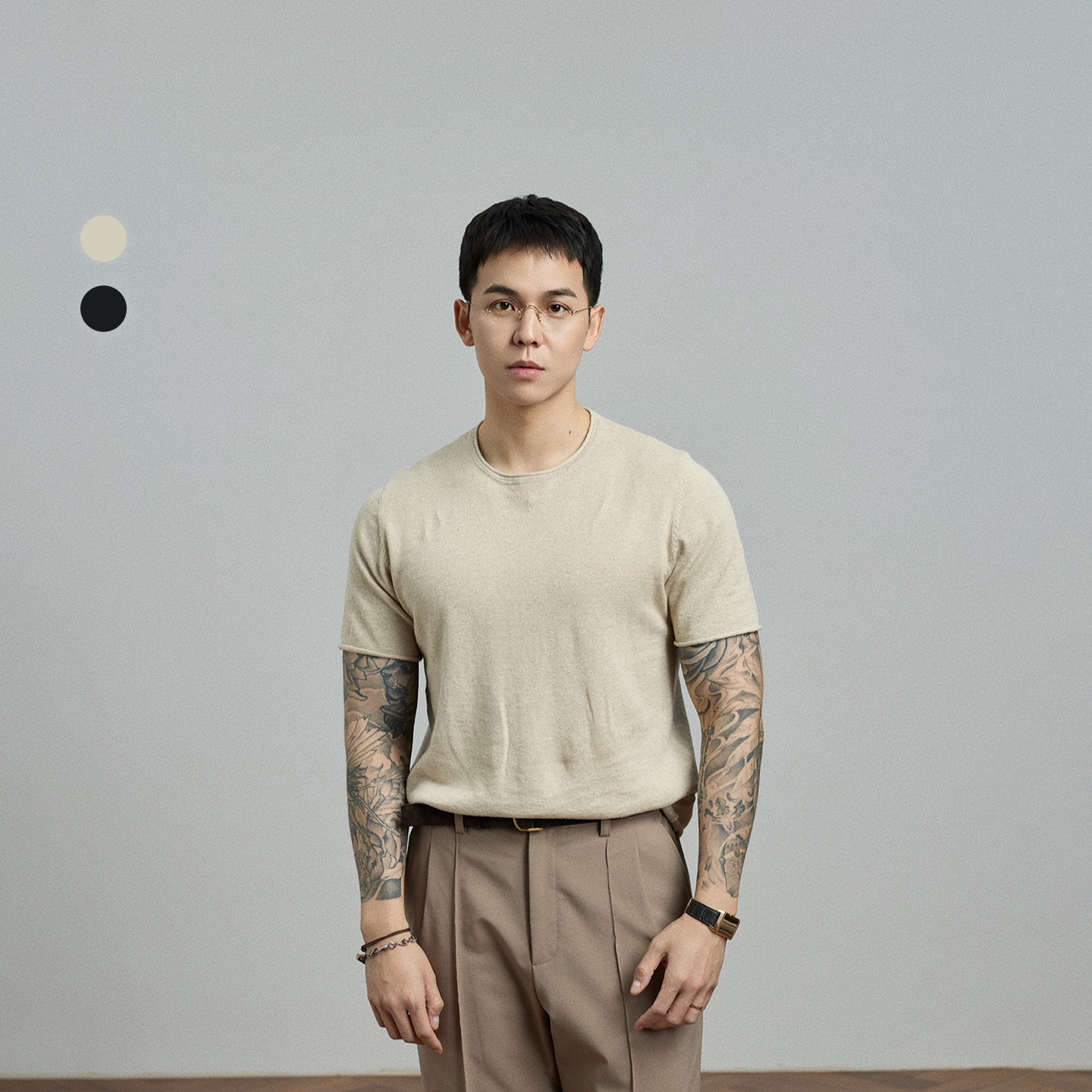 2色棉麻T恤｜TrigCo亚麻混纺短袖上衣男卷边设计感宽松亲肤吸湿夏