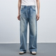 重水洗天蓝色牛仔裤 男新 ｜13oz日本冈山植物染直筒中高腰长裤