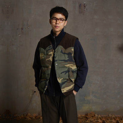 迷彩拼接羽绒马甲复古重塑