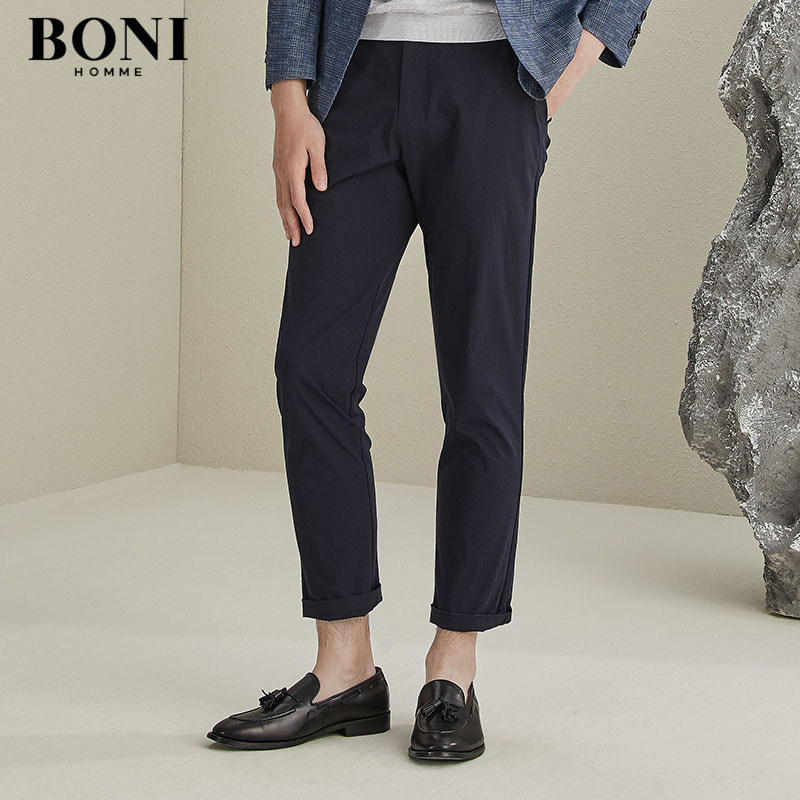 BONI/堡尼新品商务男装直筒裤男时尚休闲裤弹力修身裤装KL267061A