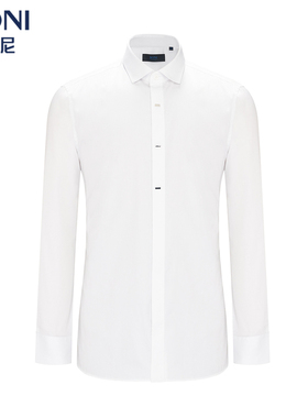BONI/堡尼春夏新品白色棉质混纺长袖衬衫商务男士衬衣GL111301A