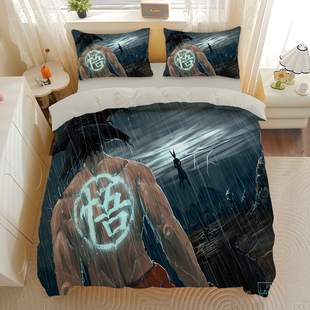 龙珠动漫四件套学生宿舍磨毛被套悟空男生寝室被套单人床三件套