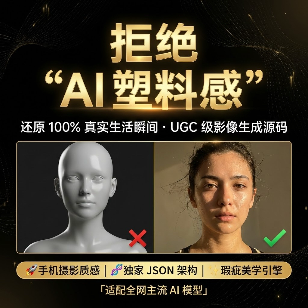 AI绘画真实感提示词 UGC买家秀生成 手机自拍生活照 JSON指令源码