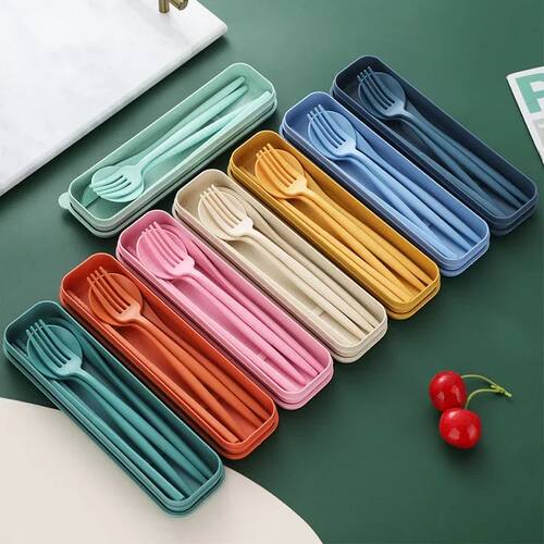 4-piece Portable Utensils, Healthy Eco-Friendly Wheat Straw