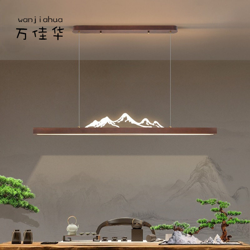新中式实木长条餐厅吊灯