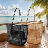 Mesh Woven Beach Durable Bag Waterproof Straw with