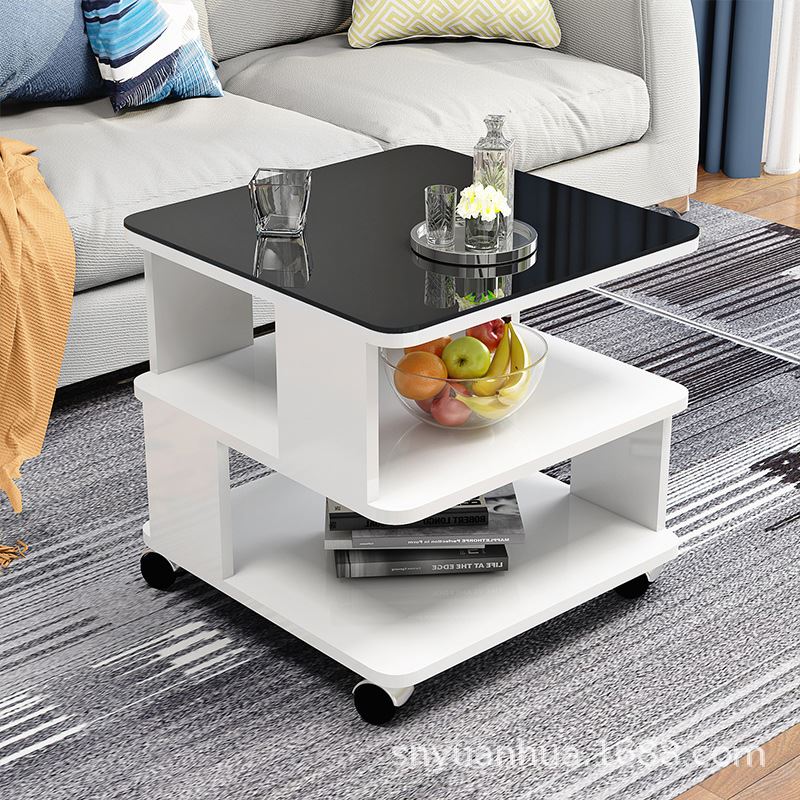 圆角简约钢化玻璃方几边几迷你沙发边柜侧边柜客厅桌几床头桌角几