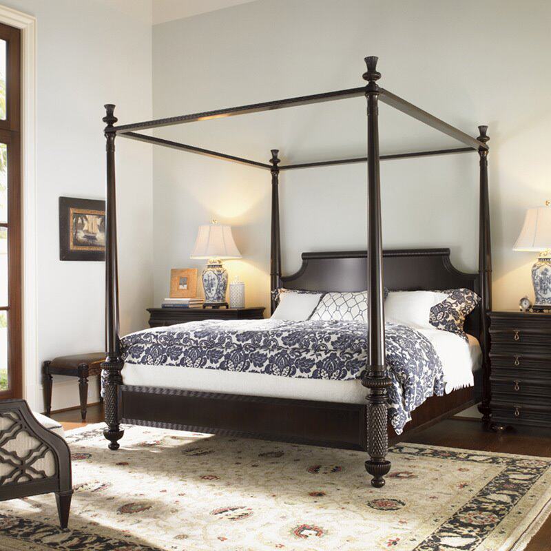 美式床架子床实木柱子床四柱床婚1.8米1.5米双人床美式乡村包邮