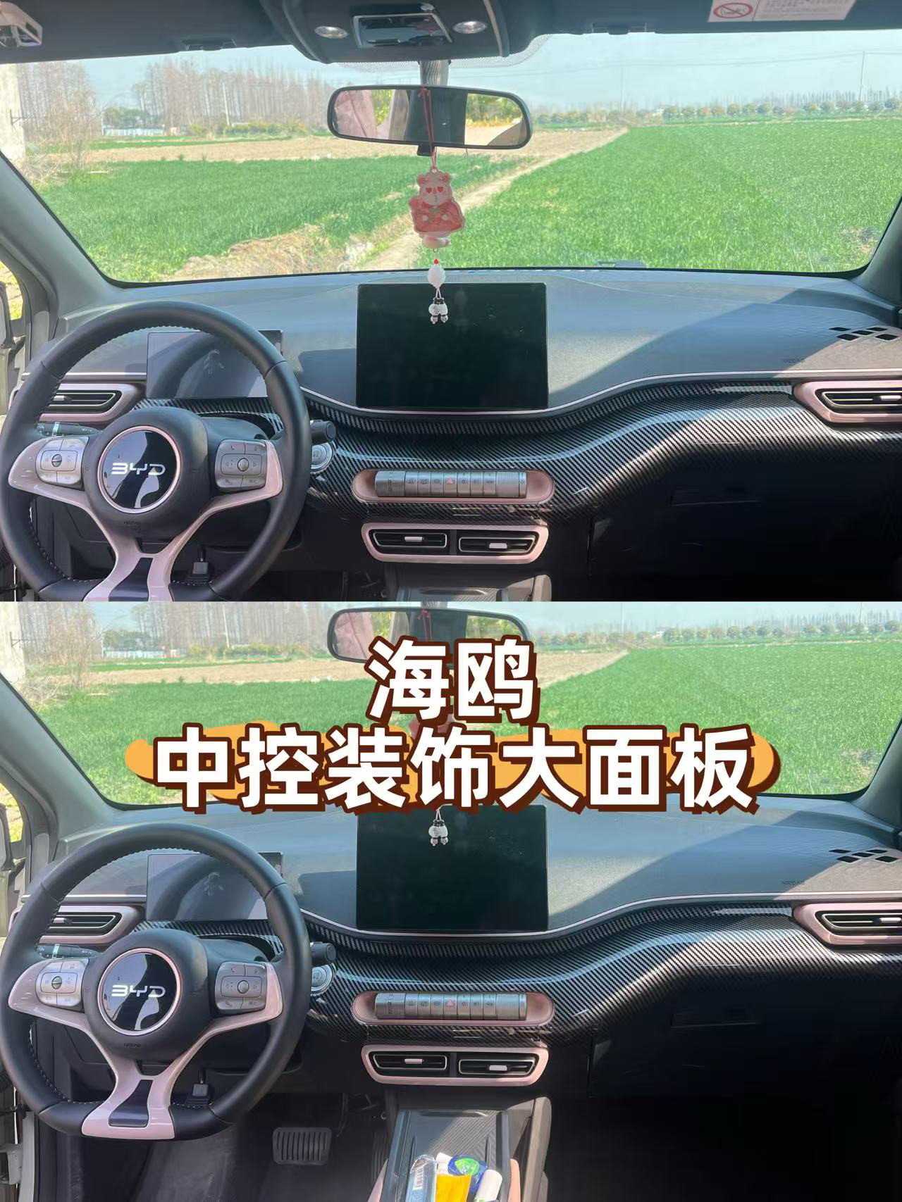 比亚迪海鸥碳纤纹款中控面板改色装饰壳出风口仪表台保护车贴框