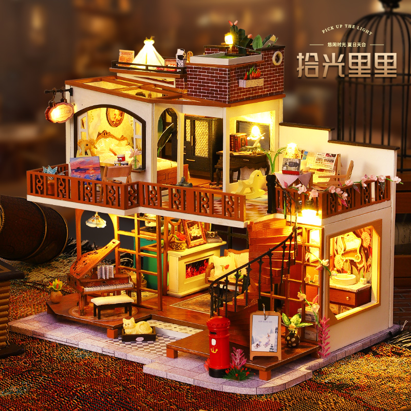 巧乐星木质微缩模型小房子