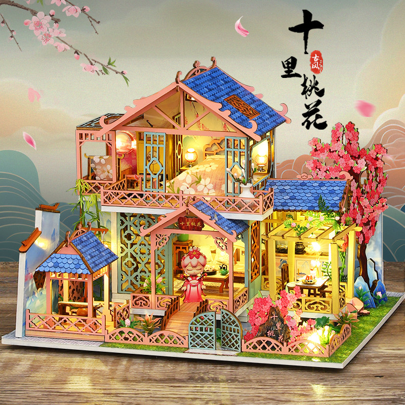 古风庭院十里桃花手工拼装模型