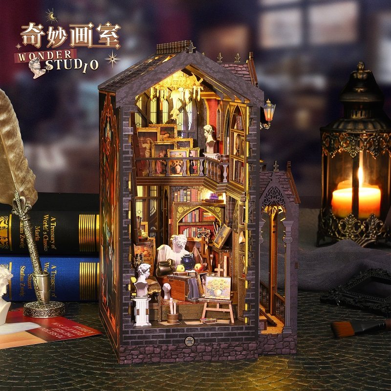 奇妙画室立体拼图diy书立小屋手工木质拼模型玩具儿童生日礼物女,玩具/童车/益智/积木/模型,建筑/DIY小屋/拼装模型,淘宝优惠券,粉丝福利购,淘宝优惠卷
