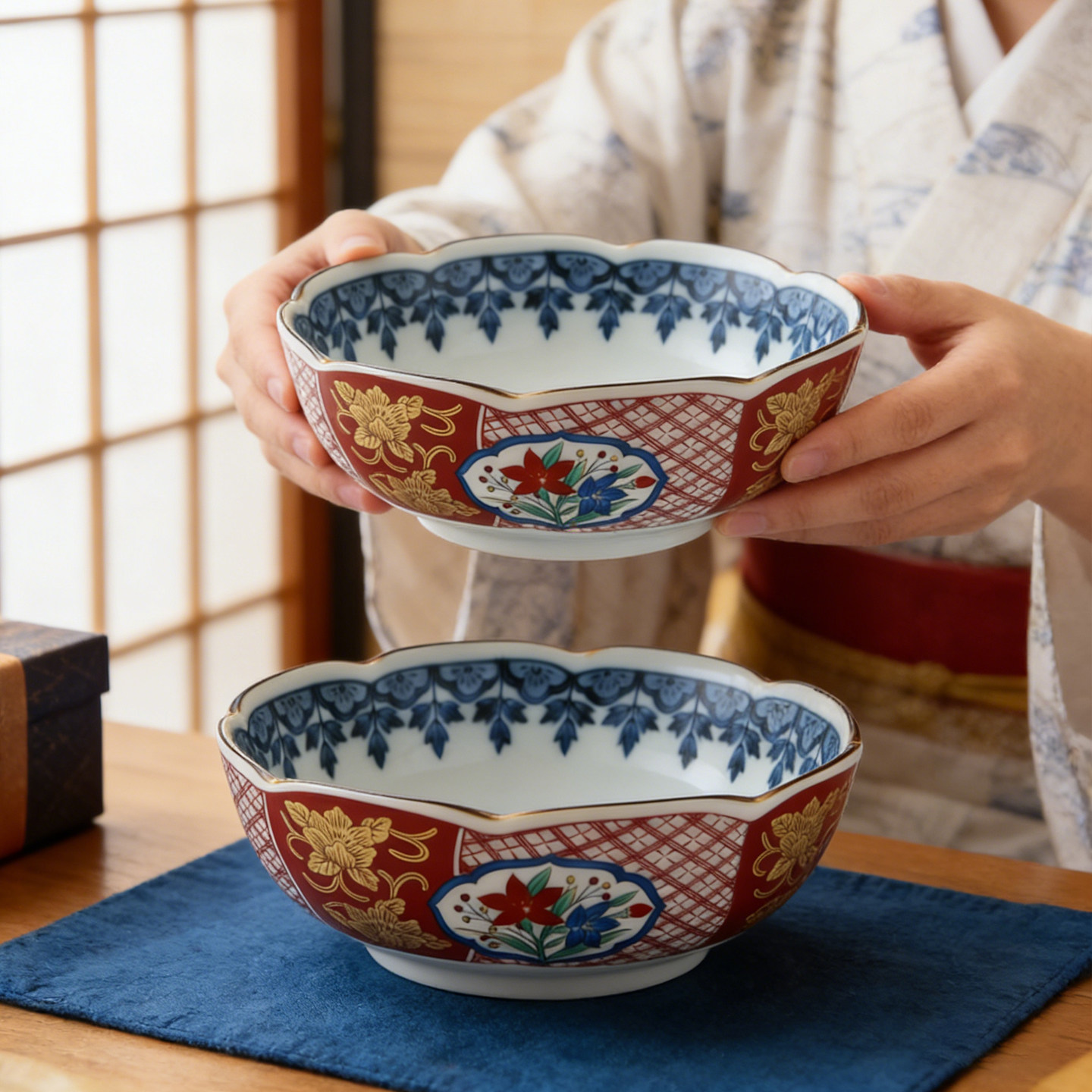 日本进口桔梗宫日式廷风陶瓷碗家用特别好看的碗釉下彩大汤面碗,餐饮具,碗,淘宝优惠券,粉丝福利购,淘宝优惠卷