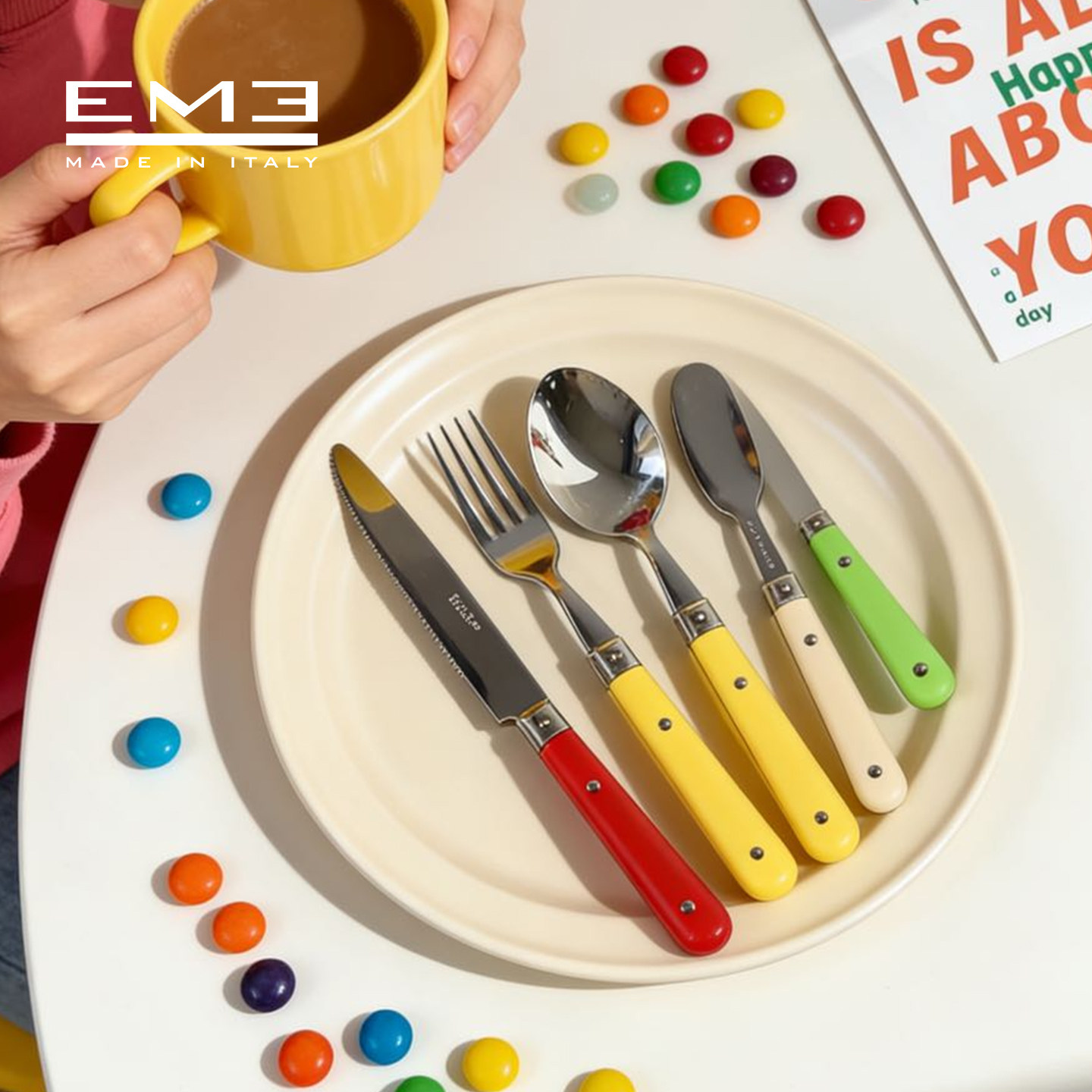 意大利EME小酒馆牛排刀叉西餐具套装家用汤勺不锈钢意面叉咖啡勺