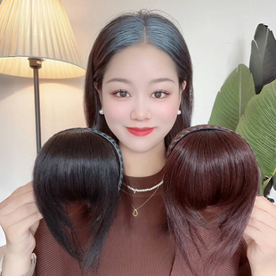 全真发发箍浏海假发片前额头遮白发自然鬓角补发块碎齐浏海假发片