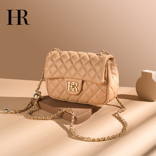 HR赫莲娜包包2025新款轻奢小方包高级感女士单肩斜挎包时尚链条包