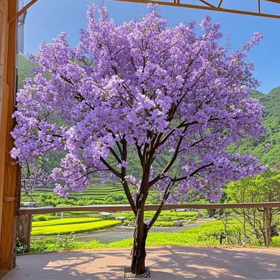 真蓝花楹树大型假树紫色落地室内外婚庆道具装饰假桃花造景
