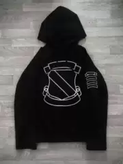 Number(N)Ine Style Aw01 Black Wool Shield Hoodie Shield Hooded Sports Sweatshirt