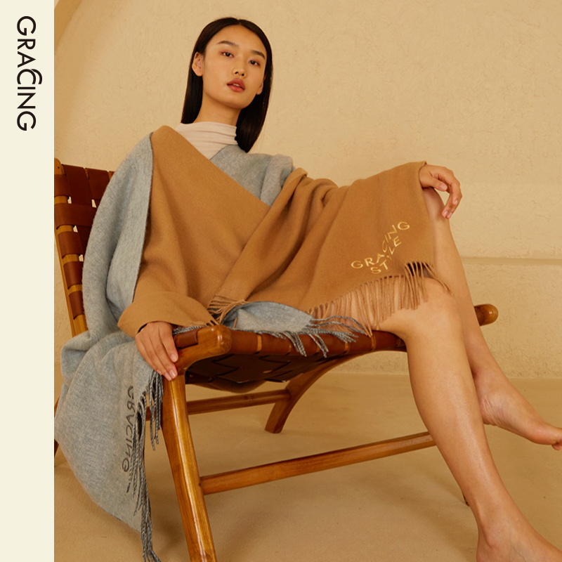 歌瑞森红色羊毛围巾2021新款冬季