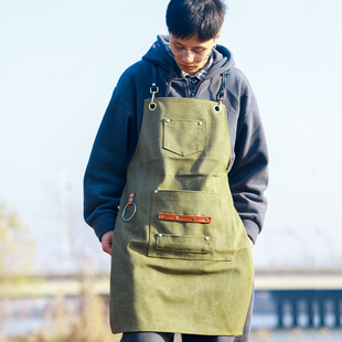 日式围裙定制中餐厅同款女咖啡师理发师烘焙户外耐磨防水工作服男
