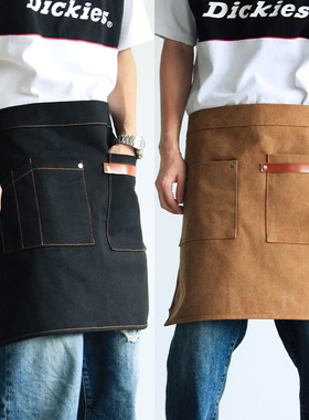 半身加厚帆布围裙烘焙西餐厅工作半截围腰防水防污定制LOG印字