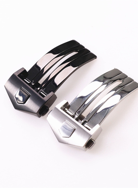 适用于TAG泰格豪雅不锈钢表扣折叠扣18mm20mm黑色银色手表配件