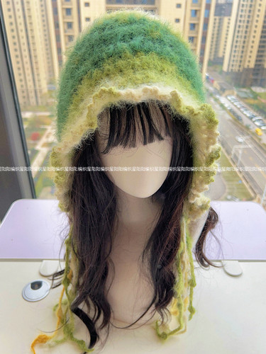 十刻雪宝diy手工编织绿野仙踪羊毛水母帽子材料包成品钩针礼物