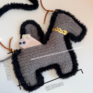 DIY手工钩织马上有钱斜挎包材料包马年新年红马一匹黑马手工礼物