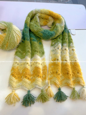 十刻雪宝diy手工编织绿野仙踪围巾材料包钩针亲肤披肩闺蜜礼物