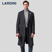 LARDINI意大利进口羊毛桑蚕丝针织大衣男平驳领保暖商务毛呢外套