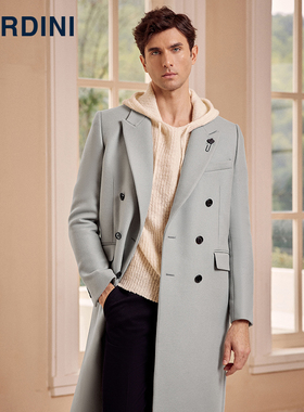 LARDINI意大利进口羊毛切斯特菲尔德长款大衣男秋冬商务毛呢外套