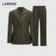 LARDINI意大利进口羊毛斜纹戗驳领双排扣全里布商务通勤西服套装