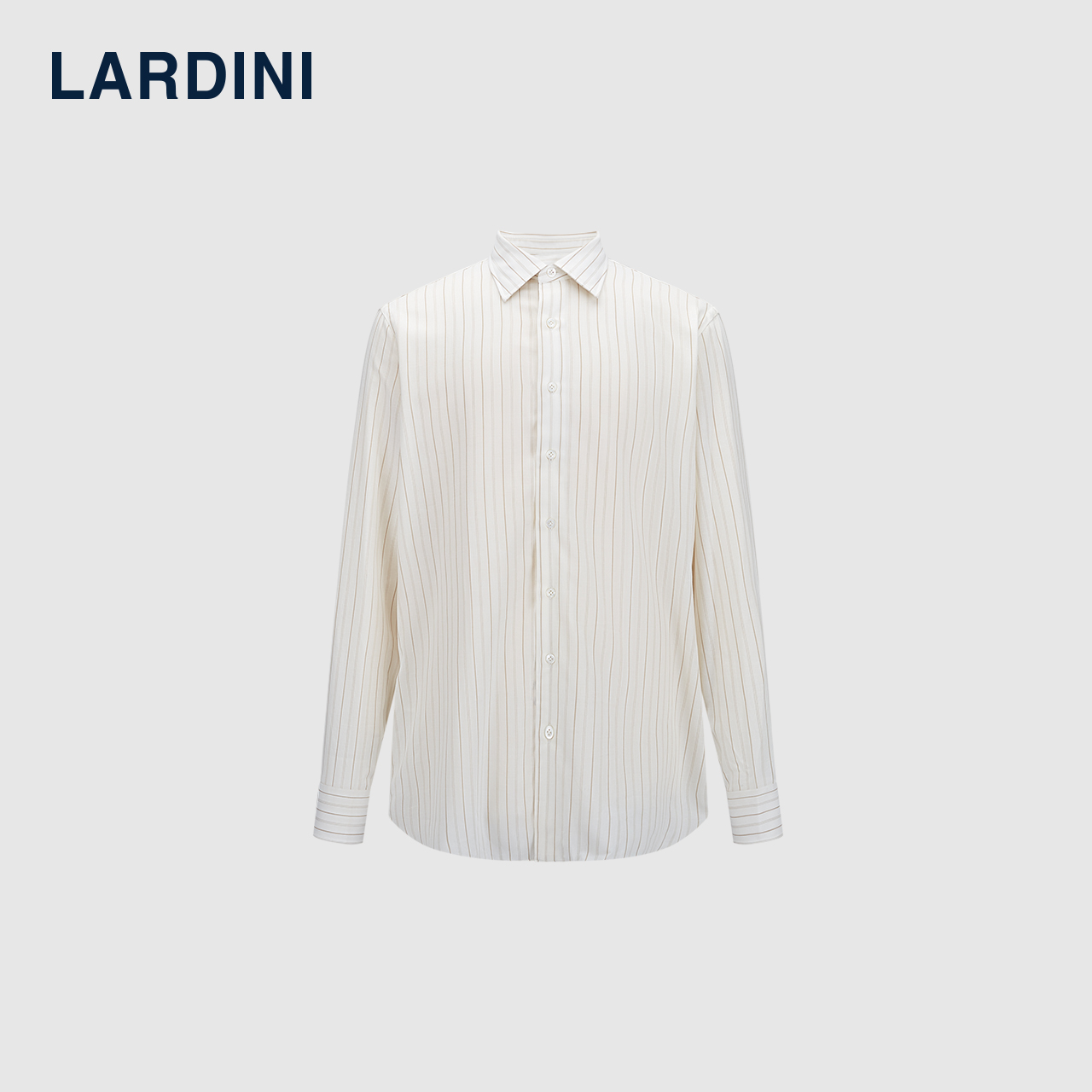 LARDINI羊毛棉混纺条纹衬衫