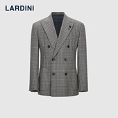 LARDINI意大利进口纯羊毛千鸟格纹双排扣戗驳领秋冬西服上衣