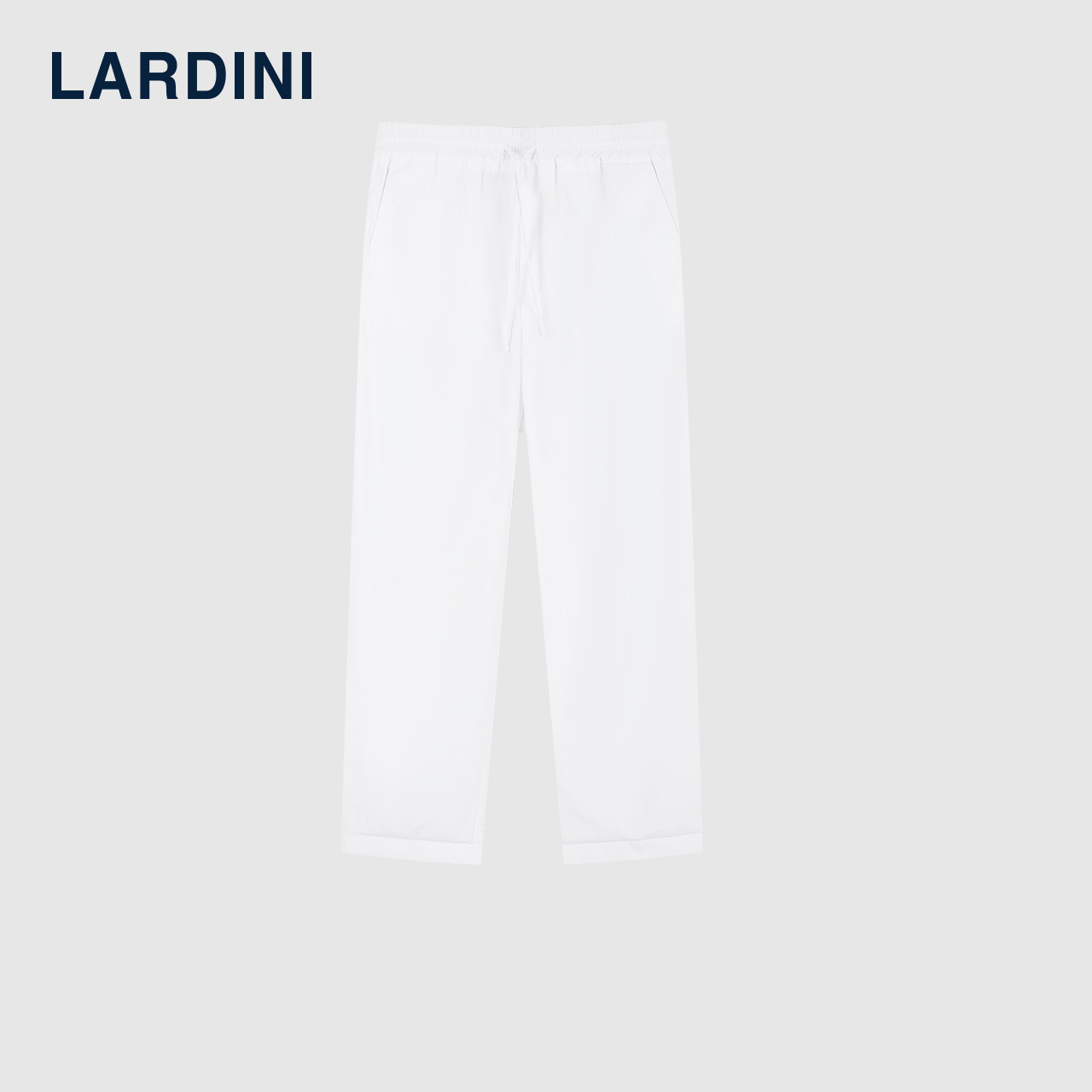LARDINI意大利进口长绒棉松紧抽绳休闲裤男春夏薄款直筒长便裤