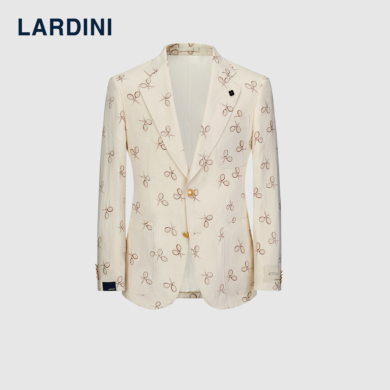 LARDINI意大利进口棉麻趣味印花单西服男四季商务休闲西服