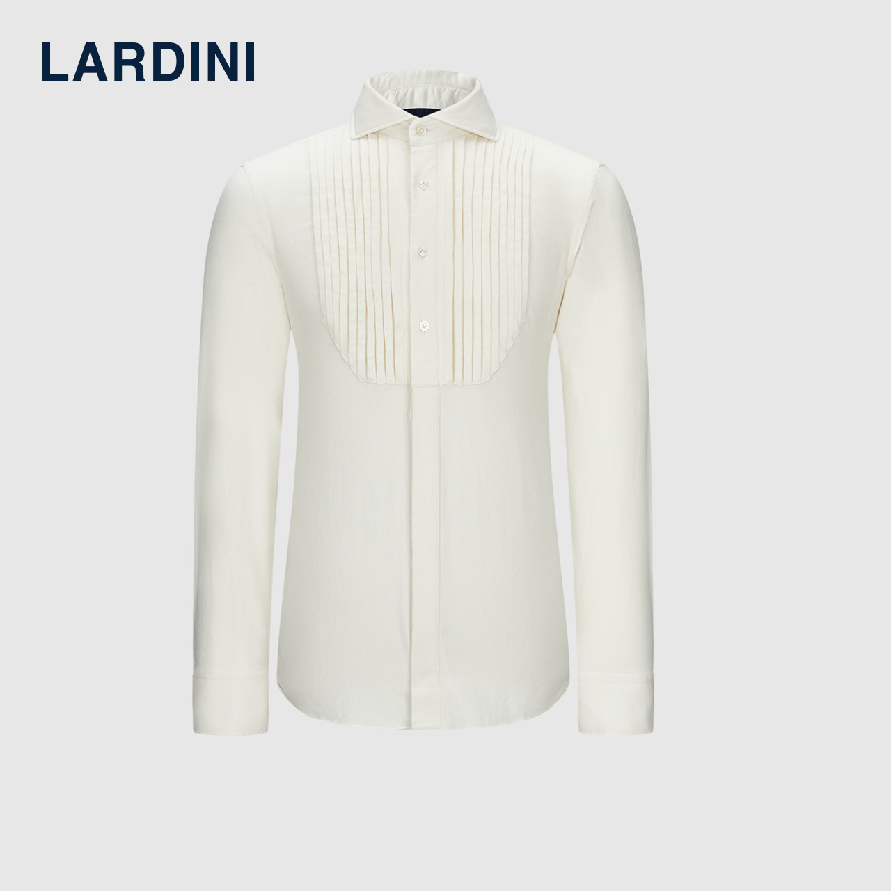 lardini意大利进口纯棉磨毛风琴褶长袖衬衫男士纯色商务休闲衬衣
