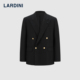LARDINI意大利进口纯羊毛席纹布雷泽双排扣早春新商务轻奢西服