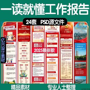 一图读懂H5长图工作报告模版会议热点知识解读PSD设计素材