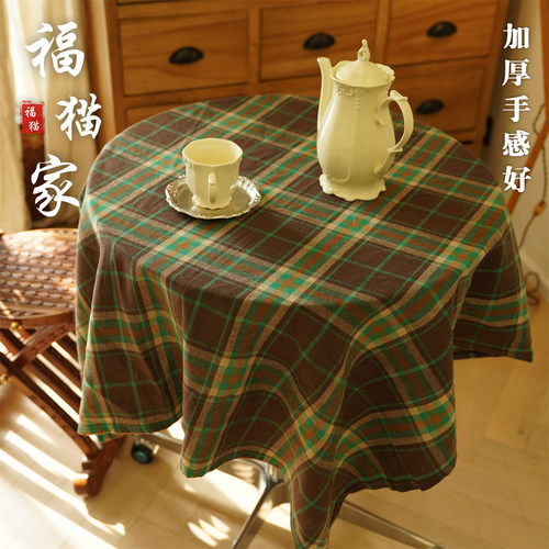 美式复古风新年圣诞节桌布红绿格子甜品台布艺棉麻装饰布置氛围感