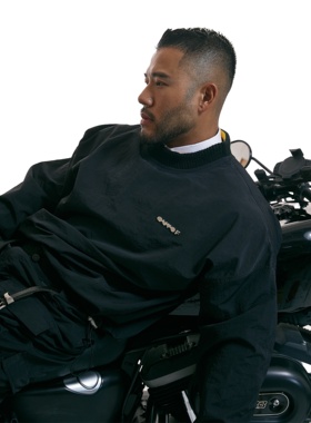 OUTOF - 款号98 秋冬羊毛中领套头冲锋衣男速干防水面料卫衣长袖