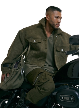 OUTOF -款号94 麂皮翻毛男夹克oversize短款外套秋季美式硬汉上衣