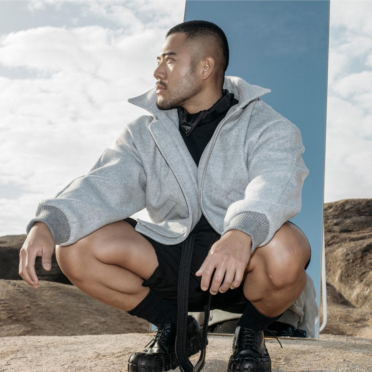 毛呢短款廓形夹克外套outof翻领