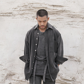 原创OS水洗石墨灰色系廓形男衬衫 外套 OUTOF 贴皮款